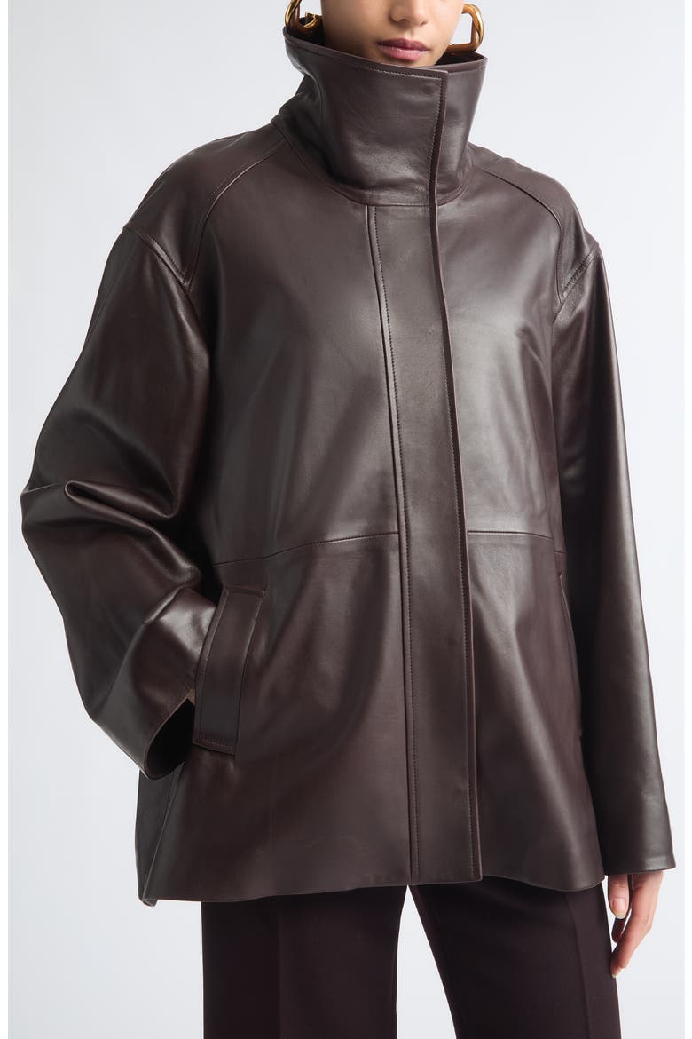 Lowen Leather Jacket, Alternate, color, DARK BROWN