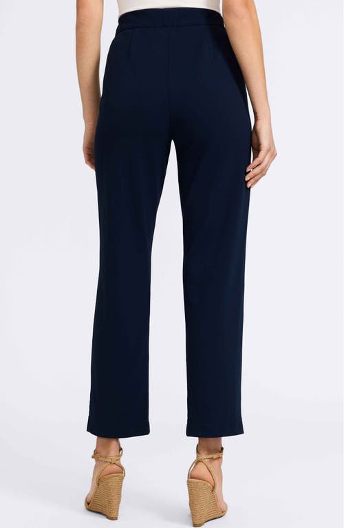 Foxcroft Louisa Crepe Knit Ankle Pants In Navy