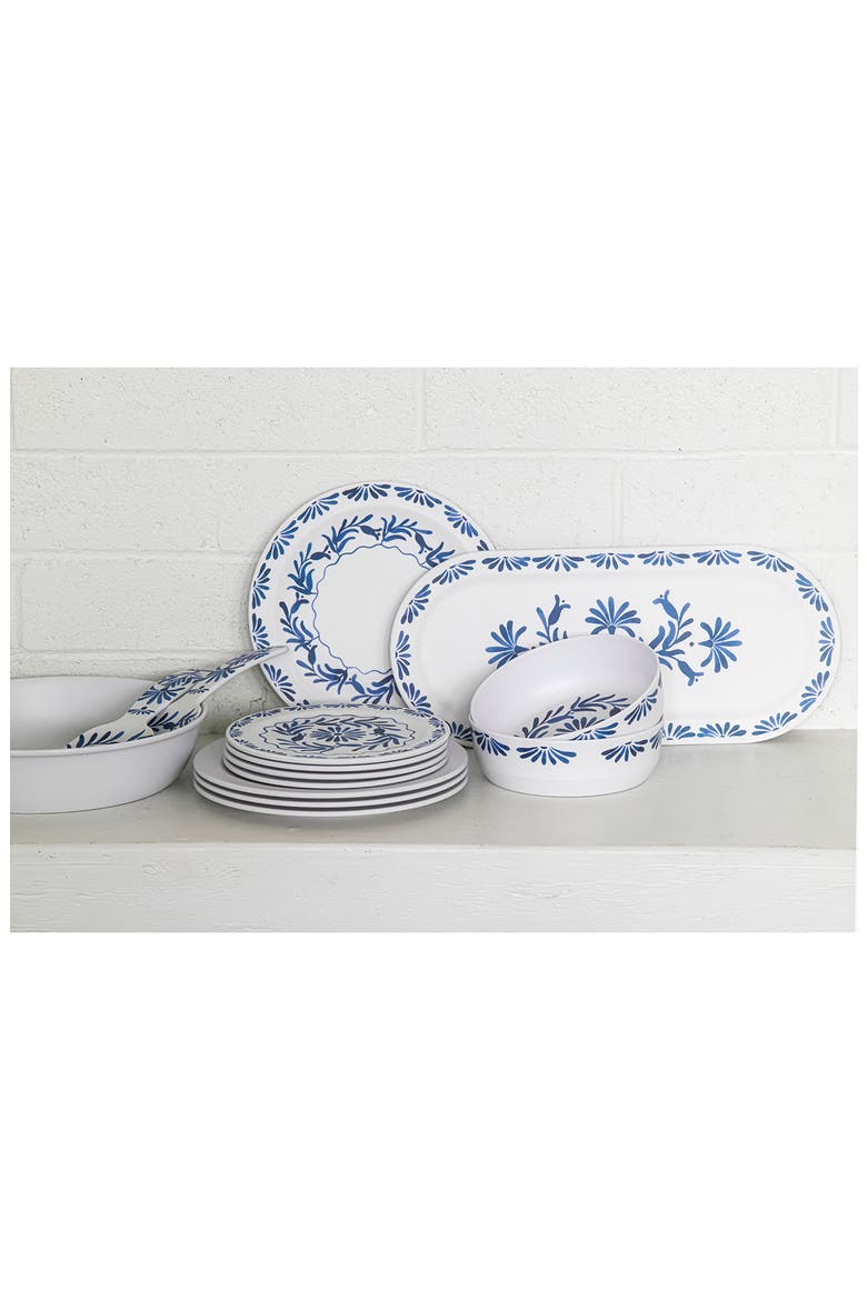 Set of Six Azul Melamine Plates, Alternate, color, BLUE