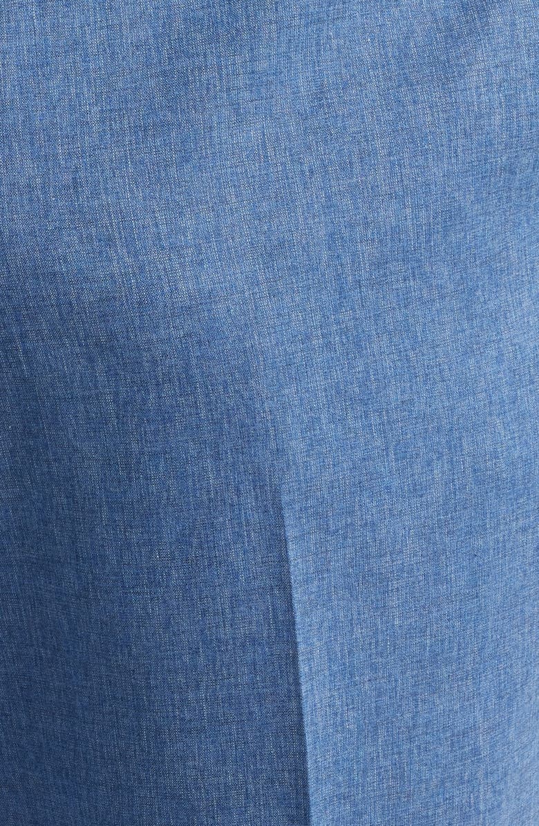 Peter Millar Harker Flat Front Light Blue Wool & Cotton Mélange Dress Pants, Alternate, color, 