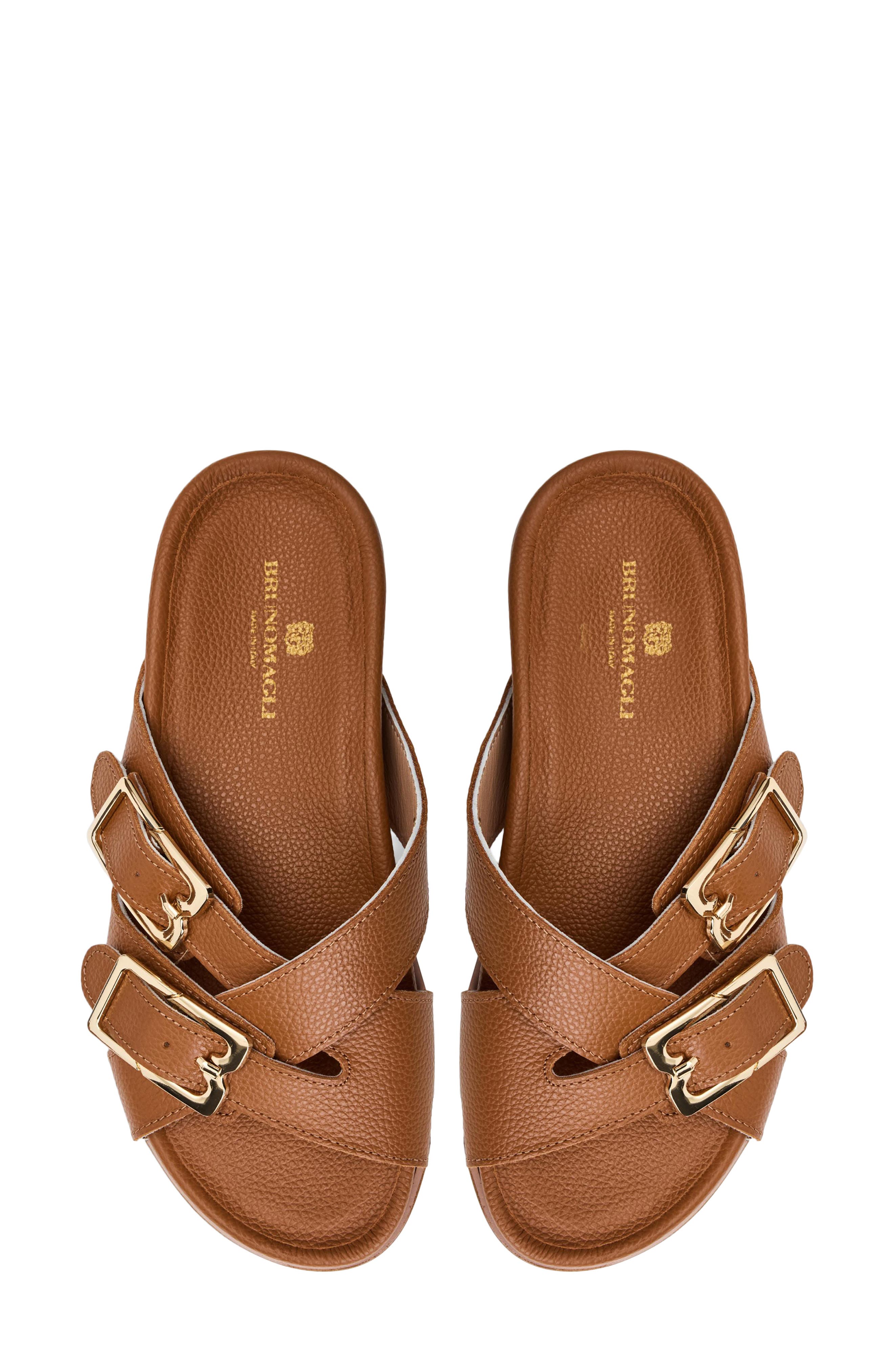 Genesis Slide Sandal, Alternate, color, COGNAC TUMBLED