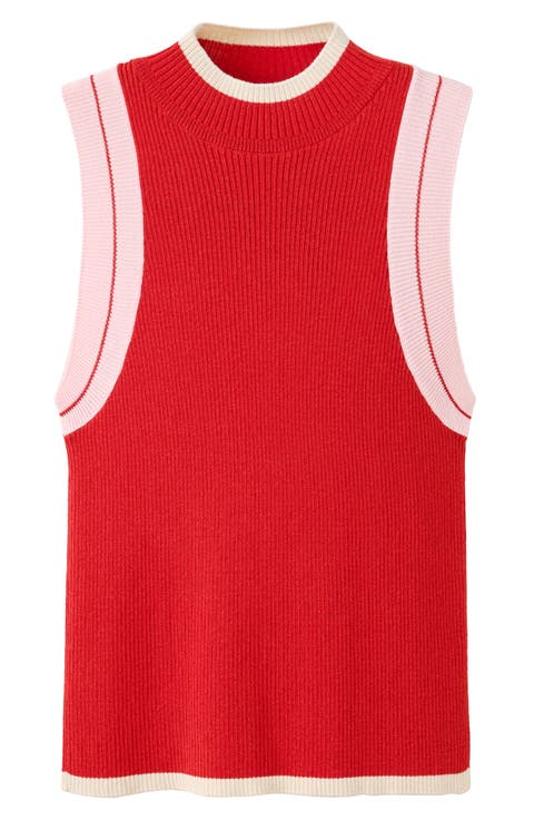 Contrast Detail Sleeveless Sweater