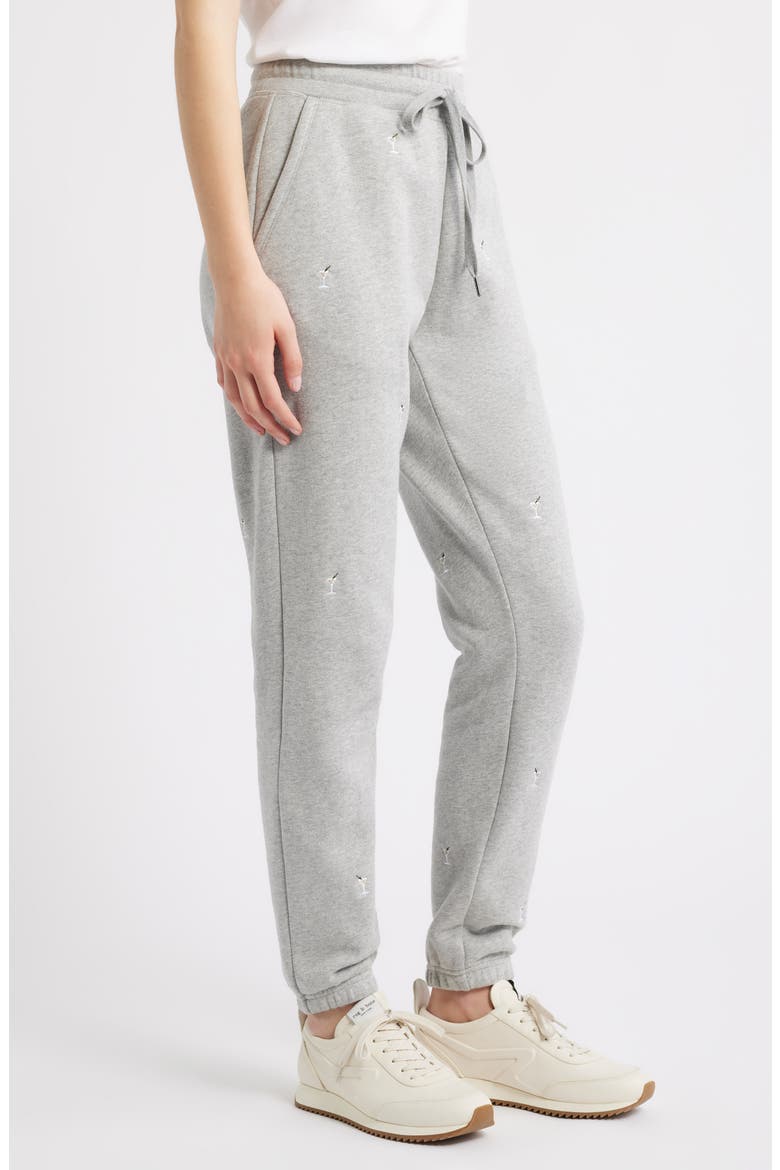 Kingston Martini Embroidered Cotton Joggers, Alternate, color, HEATHER GREY MARTINI
