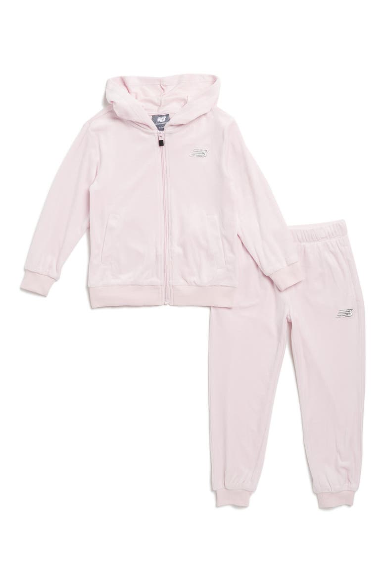 Kids' Velour Zip-Up Hoodie & Joggers Set, Main, color, LIGHT RASPBERRY