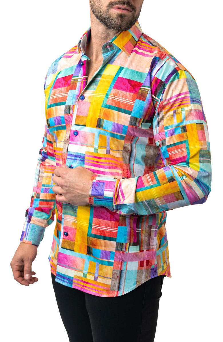 Maceoo Fibonacci Cube 41 Cotton Button-Up Shirt, Alternate, color,