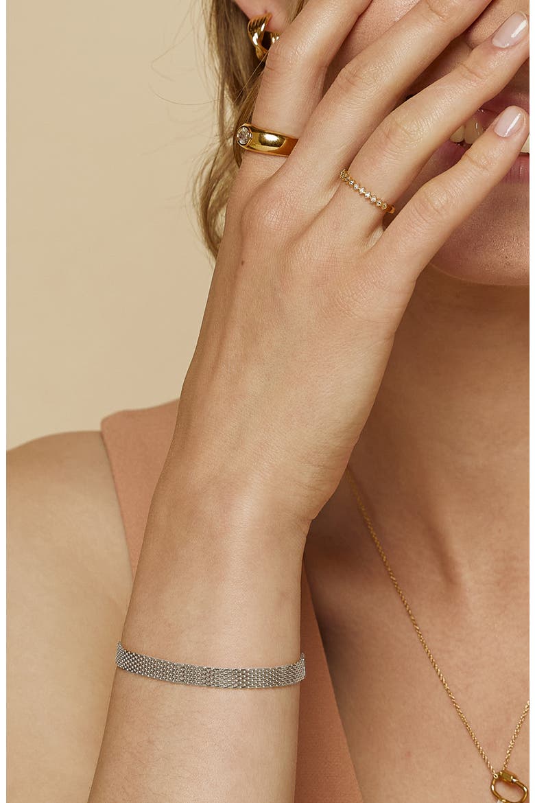 18k Gold Plated Sterling Silver Mash Chain Adjustable Bracelet Gift Idea, Alternate, color, Silver