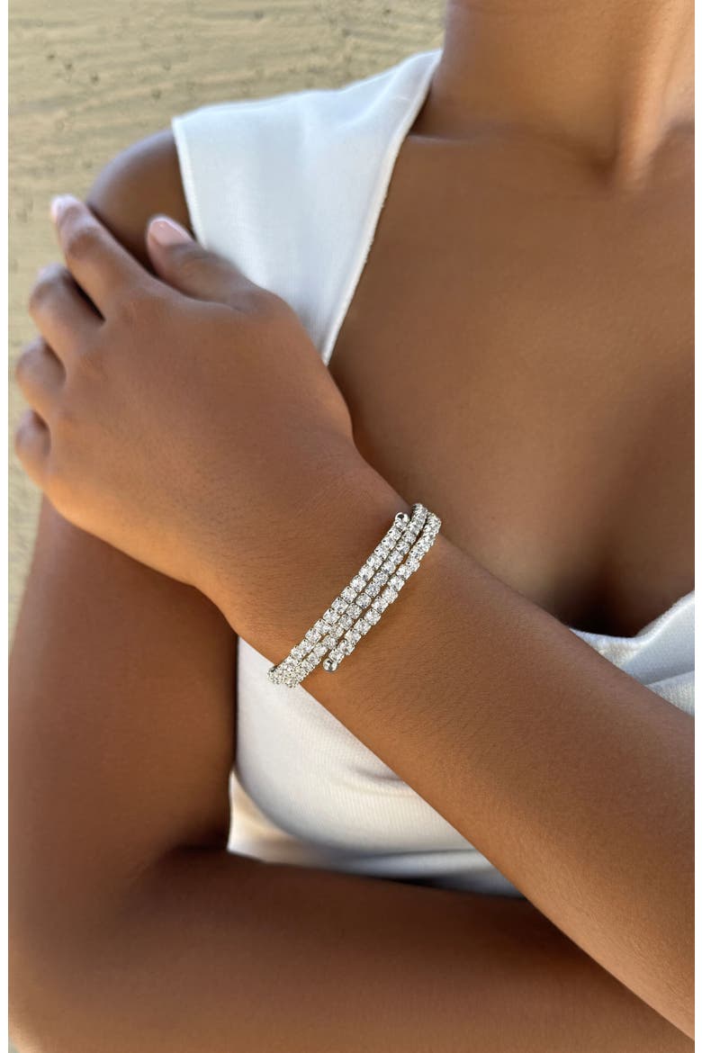 Crystal Stretch Coil Bracelet, Alternate, color, SILVER