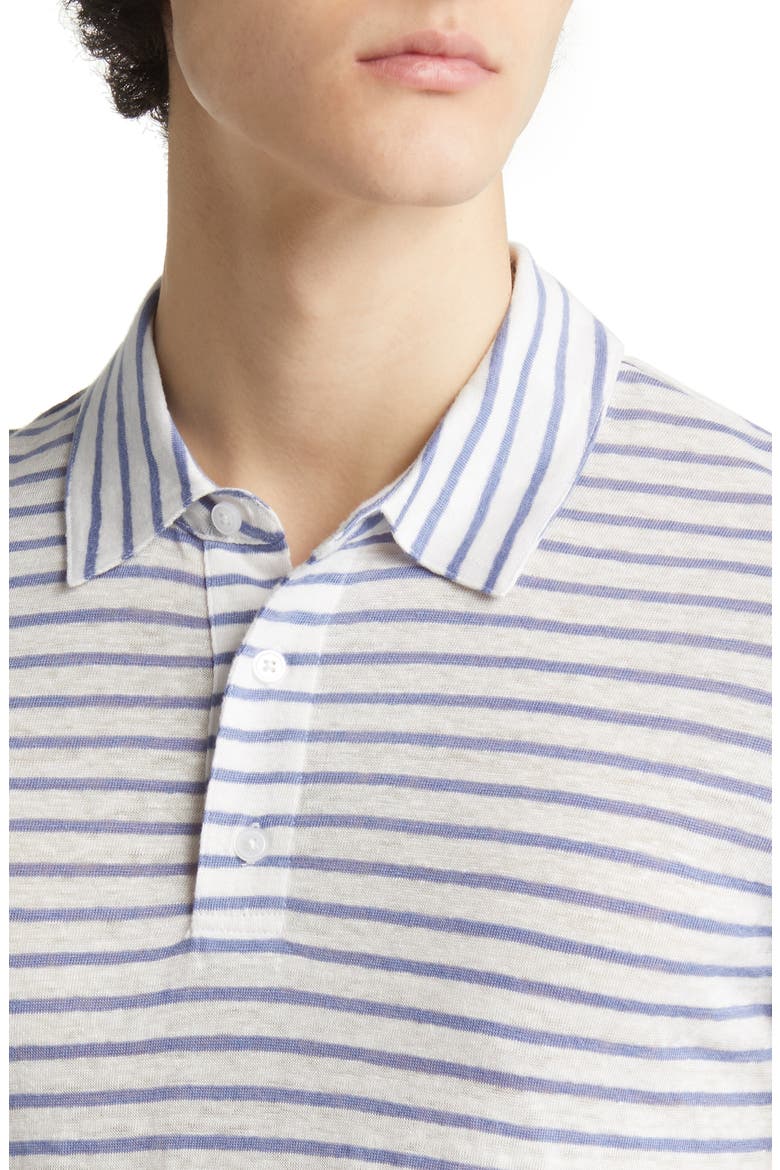 Stripe Short Sleeve Linen Polo, Alternate, color, OFF WHITE/RIVERA