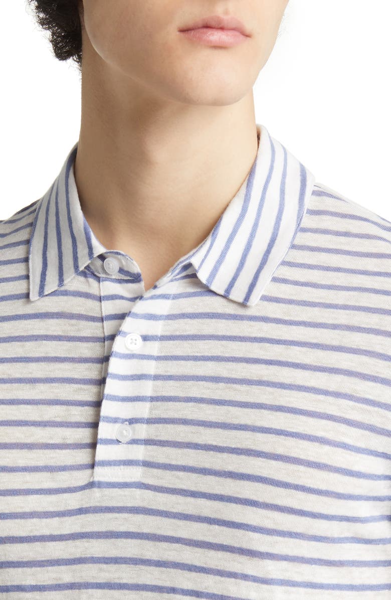 Vince Stripe Short Sleeve Linen Polo, Alternate, color, 