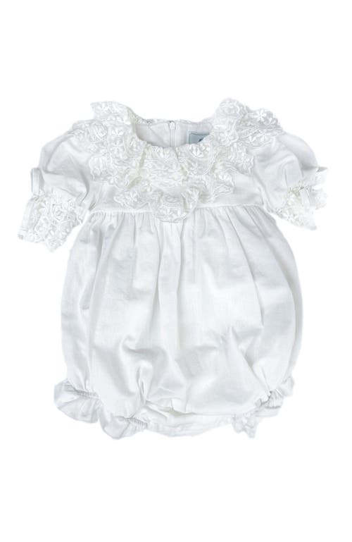 Petite Maison Kids Katherine Embroidered Linen Romper In White