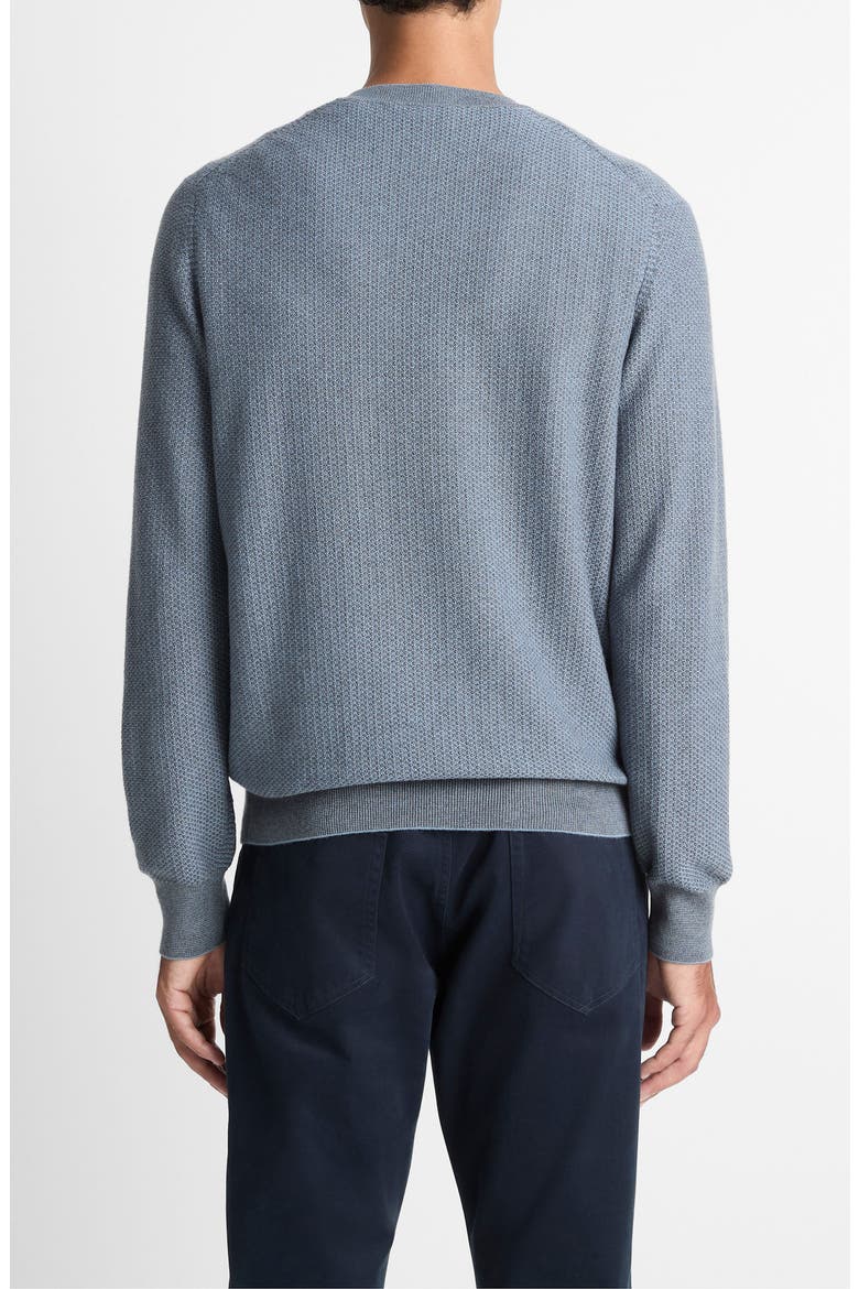 Geometric Jacquard Wool & Cotton Blend Crewneck Sweater, Alternate, color, BLUE/ MEDIUM HEATHER GREY