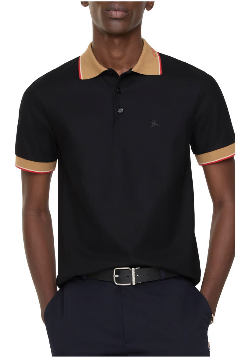 Logo Collar Cotton Polo Shirt, Main, color, Black