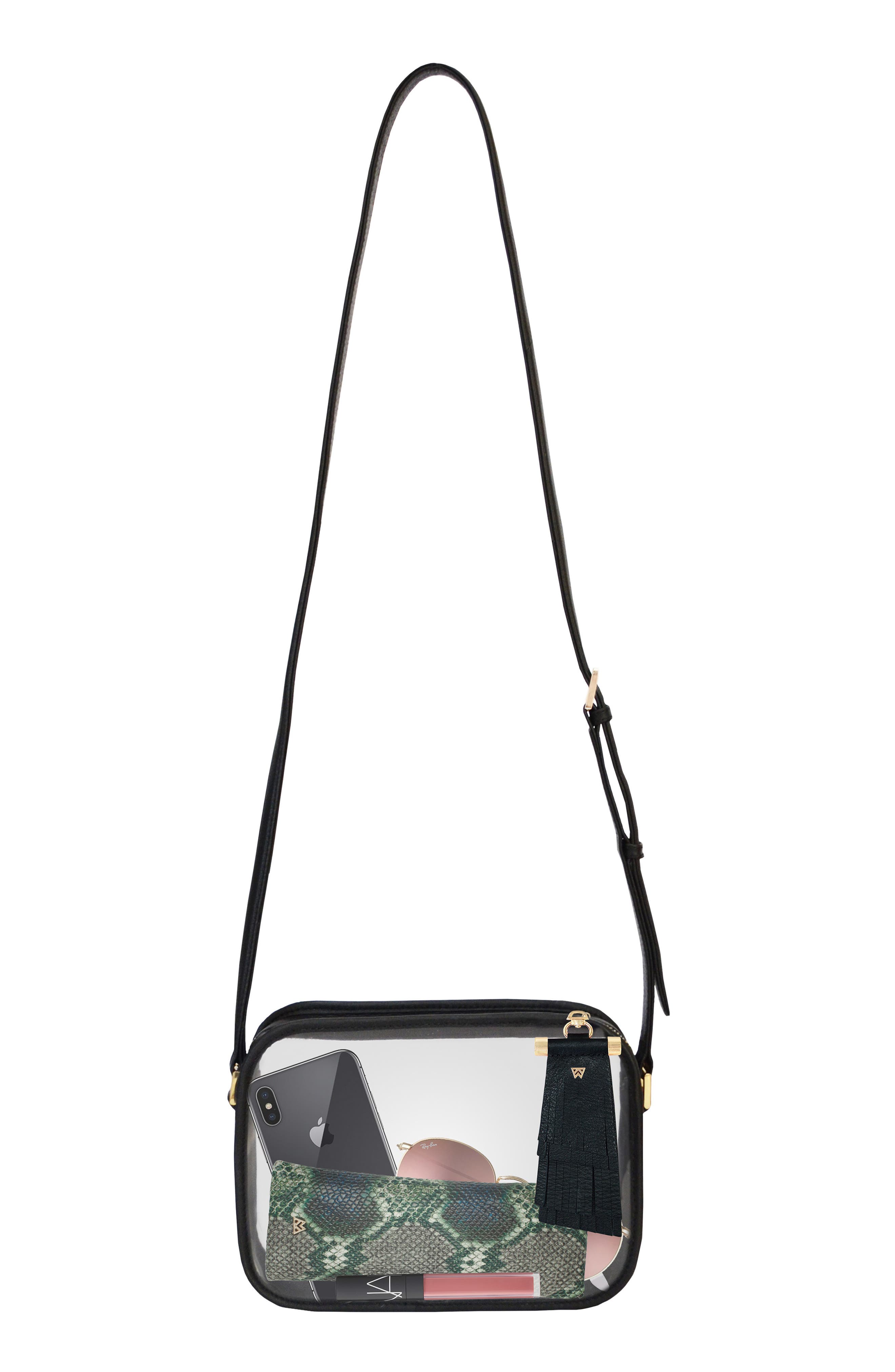 Clear Mingle Mingle Mama Crossbody Bag, Alternate, color, BLACK WITH BLACK TASSEL