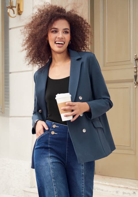 Double Breasted Blazer Stretch Ponte