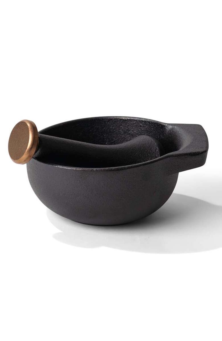 Alva Nori 2-Cup Enameled Cast Iron Mortar & Pestle Set, Main, color, Black