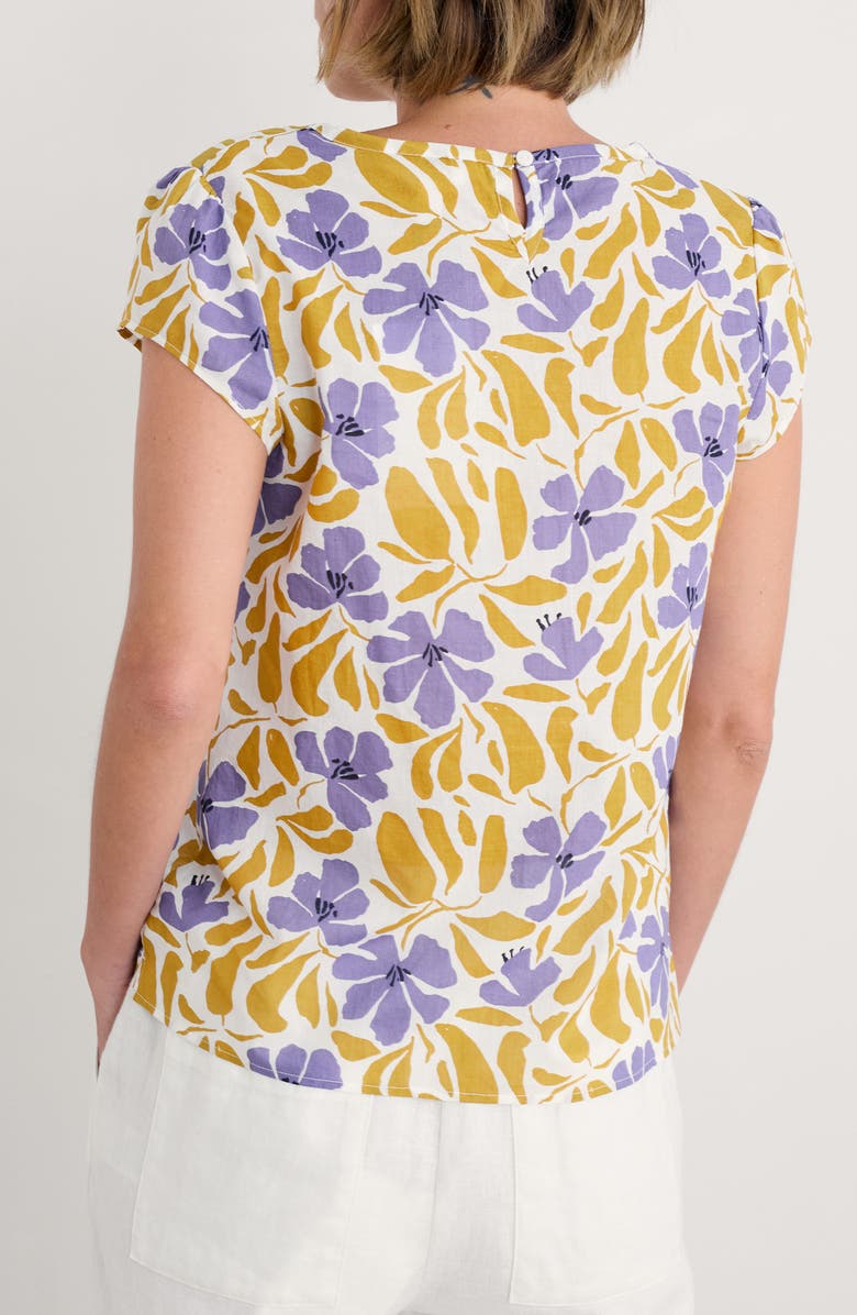 Seasalt Cornwall Garden Gate Organic Cotton Voile Top, Alternate, color, Leafy Floral Chalk Pear