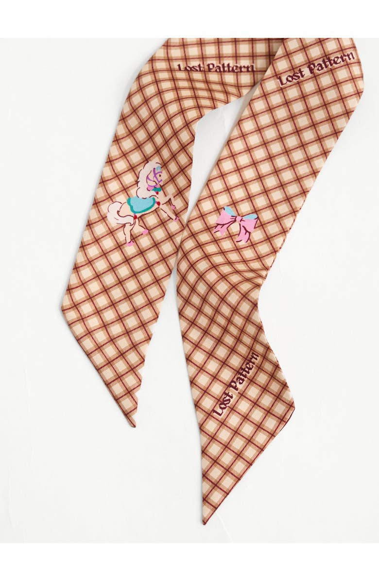 Lost Pattern "Pop Pony" Silk Twill Skinny Scarf, Alternate, color, Coffee