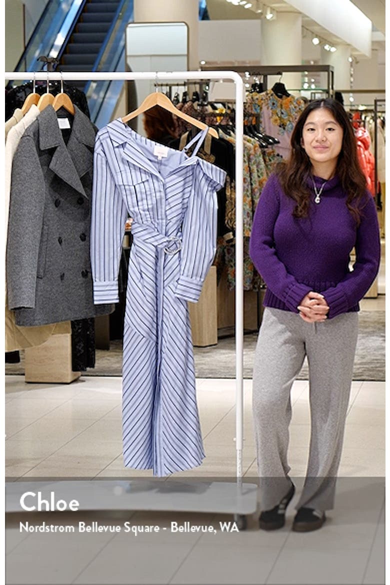 Marcella Asymmetric Stripe Long Sleeve Midi Shirtdress video