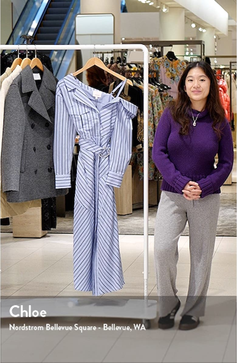 Marcella Asymmetric Stripe Long Sleeve Midi Shirtdress, sales video thumbnail