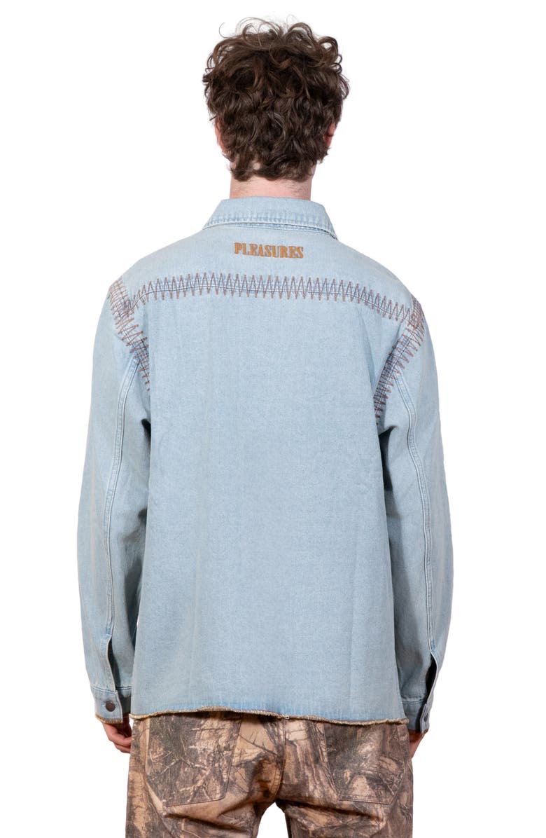 PLEASURES Fortress Denim Button-Up Shirt, Alternate, color, Washed Indigo