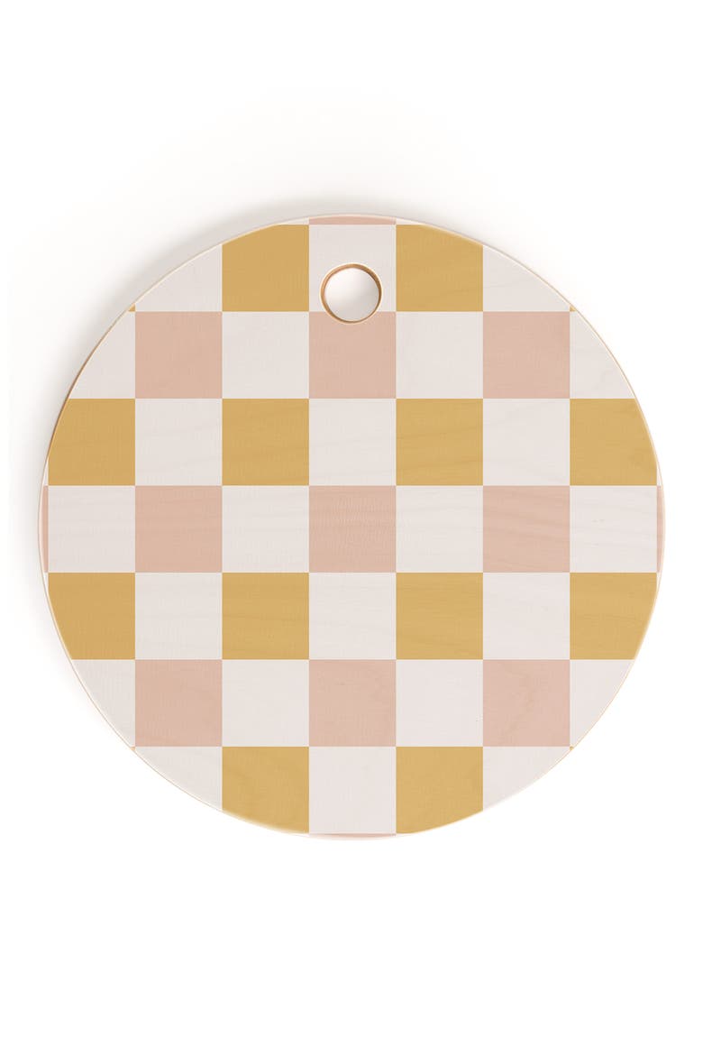 Spring Checkers Cutting Board, Main, color, YELLOW