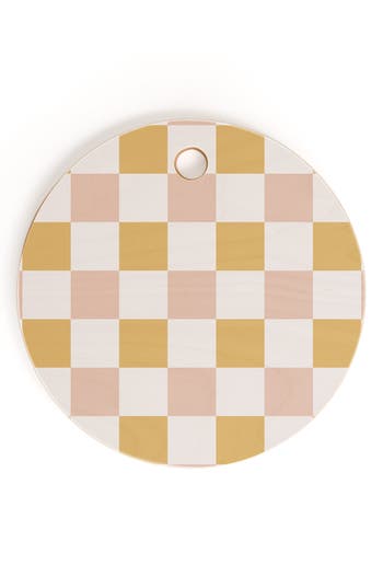 Deny Designs Spring Checkers Cutting Board In Yellow
