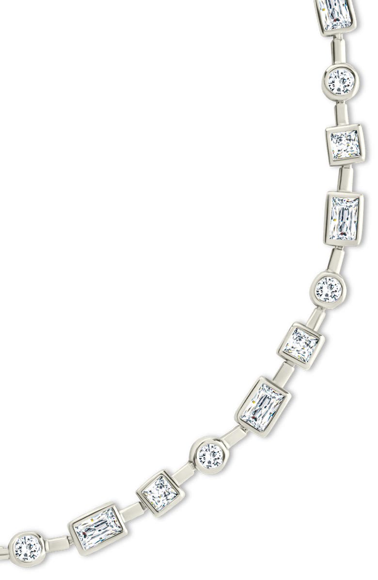 Sterling Forever Camden Staggered Cubic Zirconia Tennis Bracelet, Alternate, color, Silver
