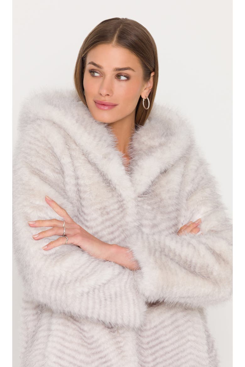 Eden Faux Fur Coat, Alternate, color, Cream W/ Grey Tip