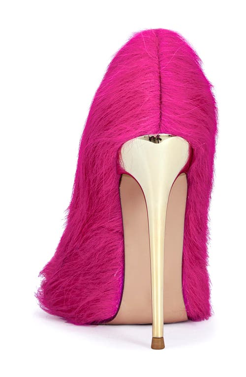 Azalea Wang Romee Faux Fur Pointed Toe Pump In Pink