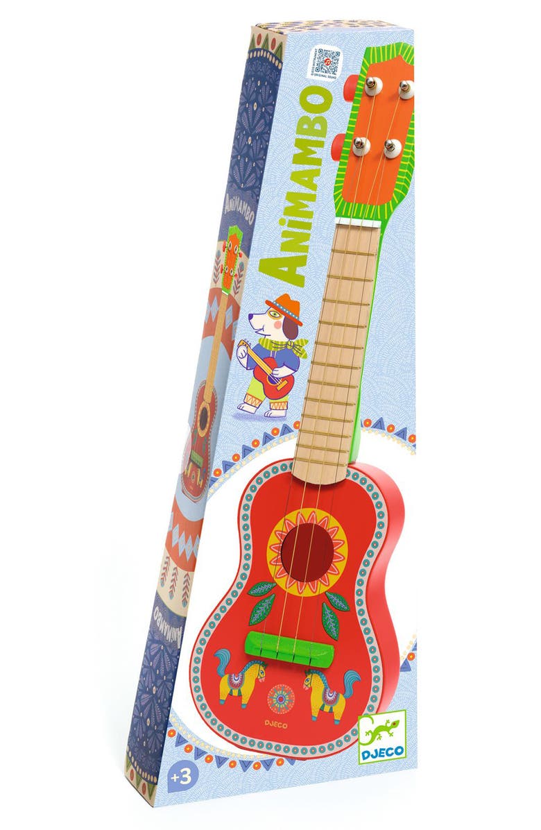 Djeco Wooden Ukulele, Ages 3+, Main, color, Multi