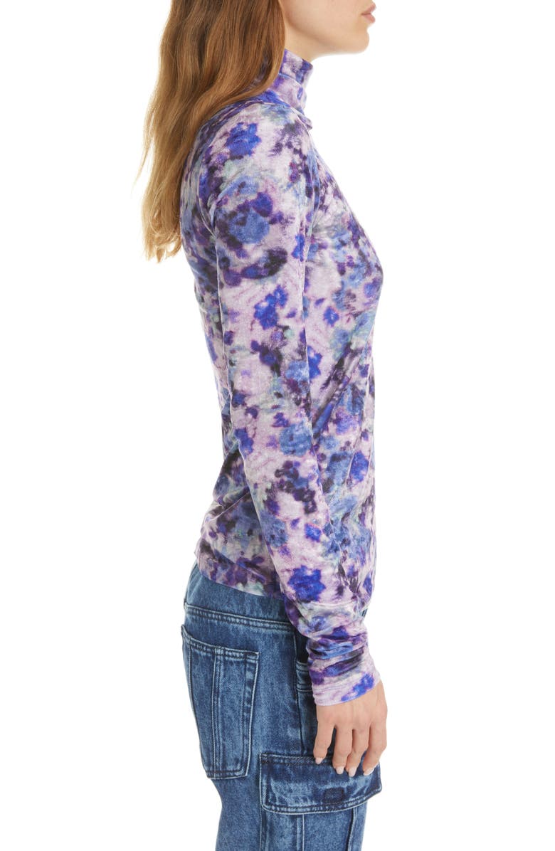 Isabel Marant Giloyela Floral Crushed Velvet Turtleneck, Alternate, color, 