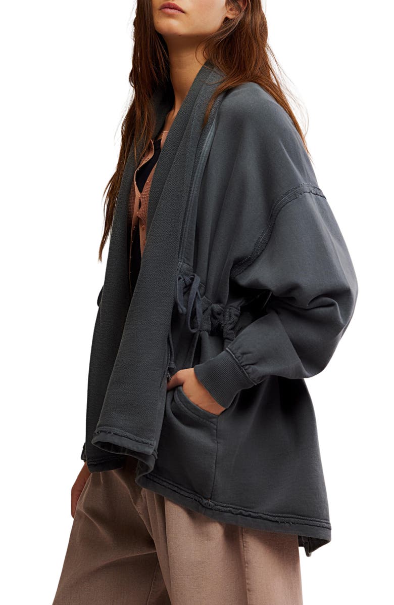 Free People Boothbay Longline Cotton Jacket, Alternate, color, Washed Black