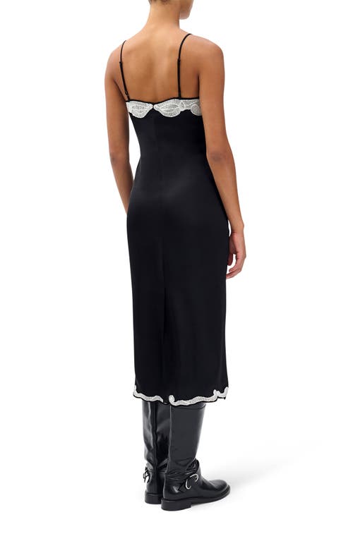 Rag & Bone Ann Embroidery Detail Midi Slipdress In Black