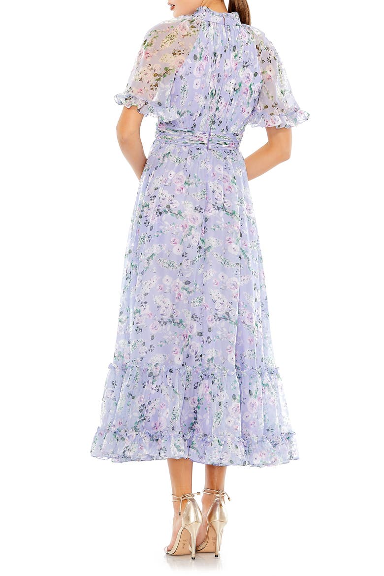Floral Print High Neck Raglan Sleeve Dress, Alternate, color, LILAC MULTI