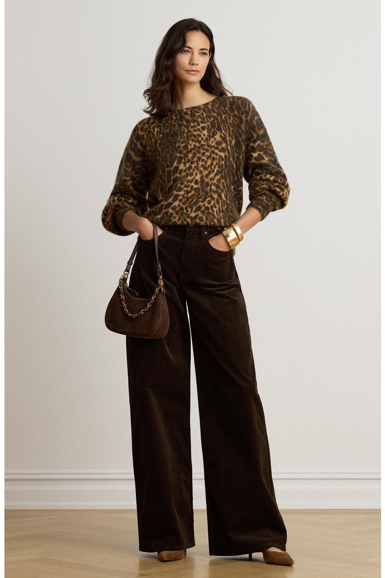 High Waist Wide Leg Corduroy Pants, Alternate, color, BROWN