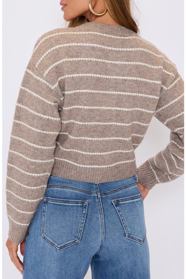 Blaire Stripe Crop Cardigan, Alternate, color, TAUPE IVORY