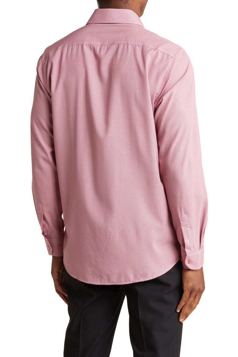 Regular Fit Performance Stretch Long Sleeve Button Front Shirt, Alternate, color, WHITE/RED