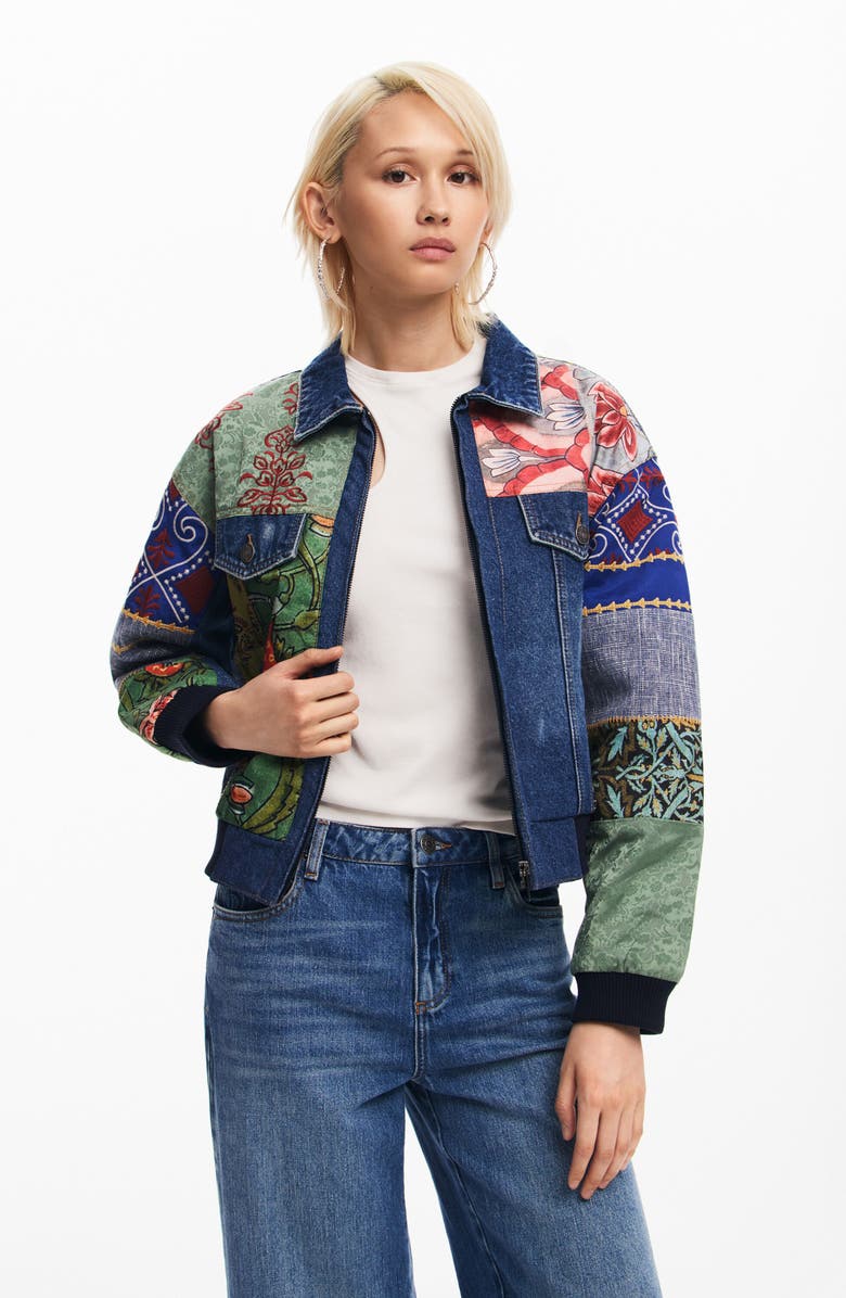 Desigual Amsterdam Embroidered Denim Jacket, Alternate, color,