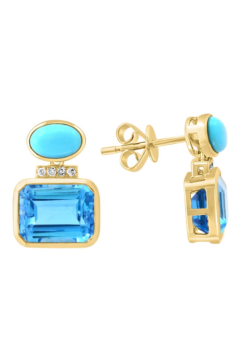 Diamond, Blue Topaz & Turquoise Stud Earrings, Main, color, BLUE