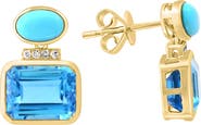 EFFY Diamond, Blue Topaz & Turquoise Stud Earrings