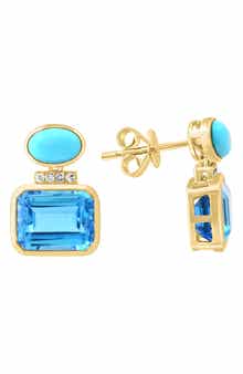 EFFY Diamond, Blue Topaz & Turquoise Stud Earrings