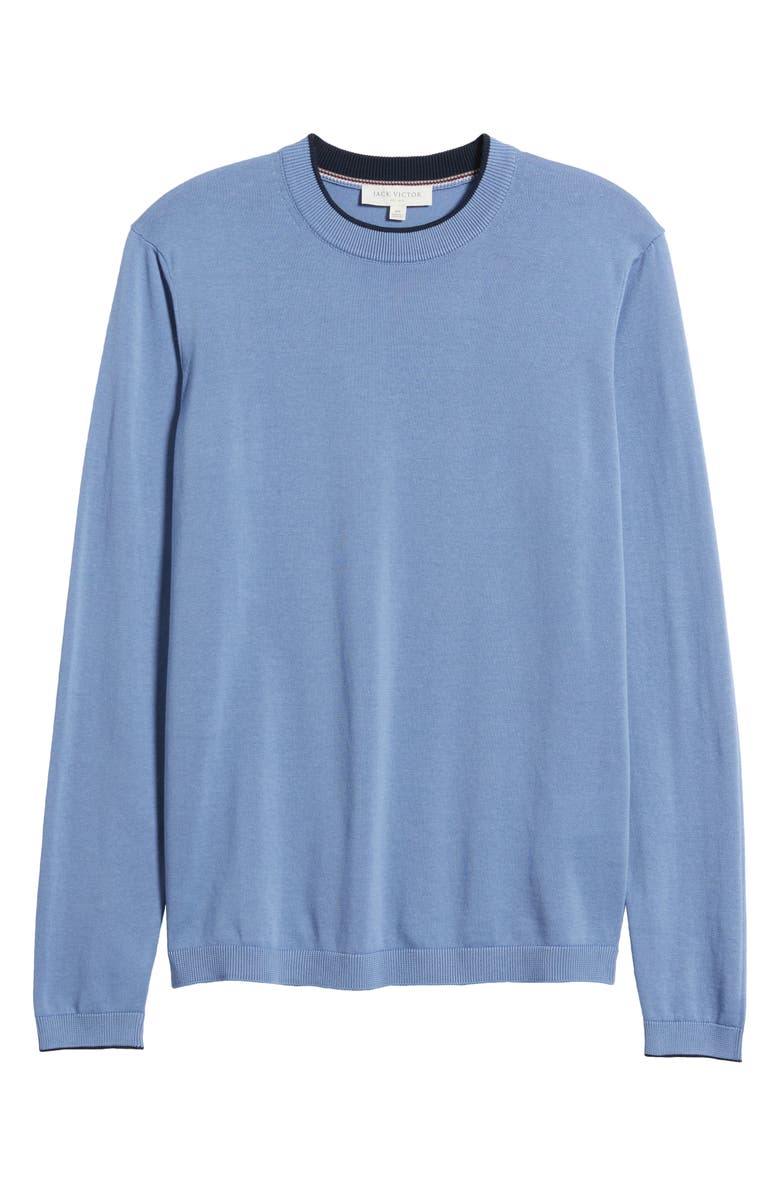 Jack Victor Drummond Tipped Combed Cotton Sweater, Alternate, color, Blue