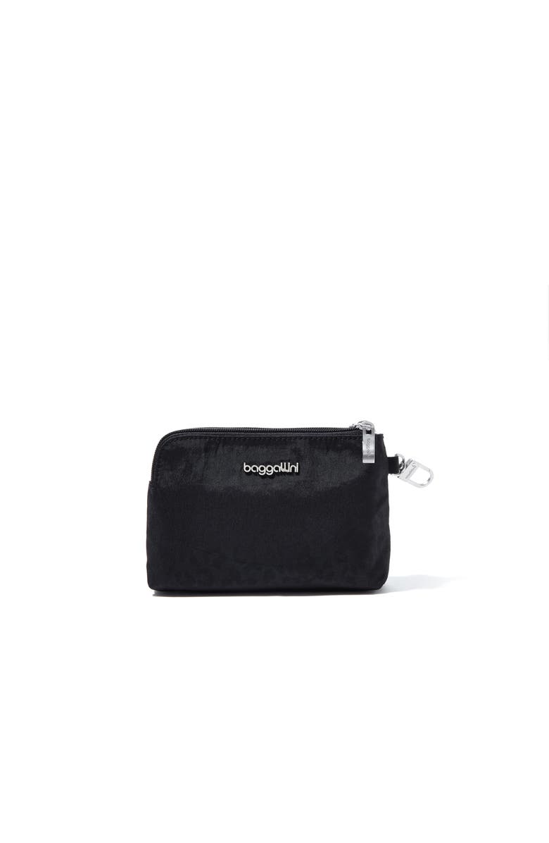 BAGGALLINI On the Go Daily RFID Zip Pouch, Main, color, Black Cheetah Emboss