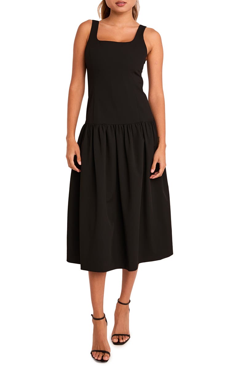 Endless Rose Drop Waist Midi Dress, Main, color, Black
