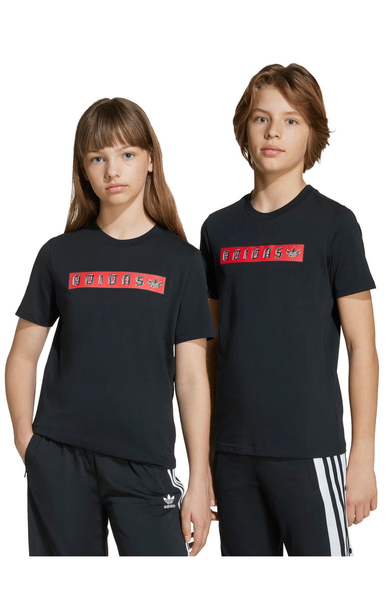adidas Originals Kids' Cotton Graphic T-Shirt, Alternate, color, Black