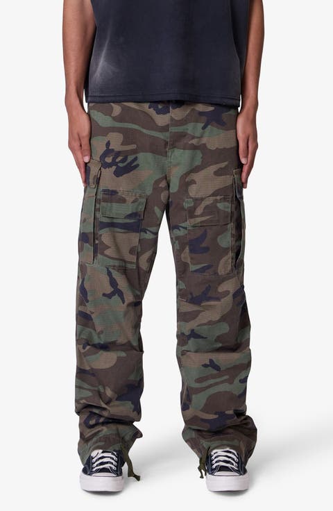 Camo Print Ultra Baggy Ripstop Cargo Pants