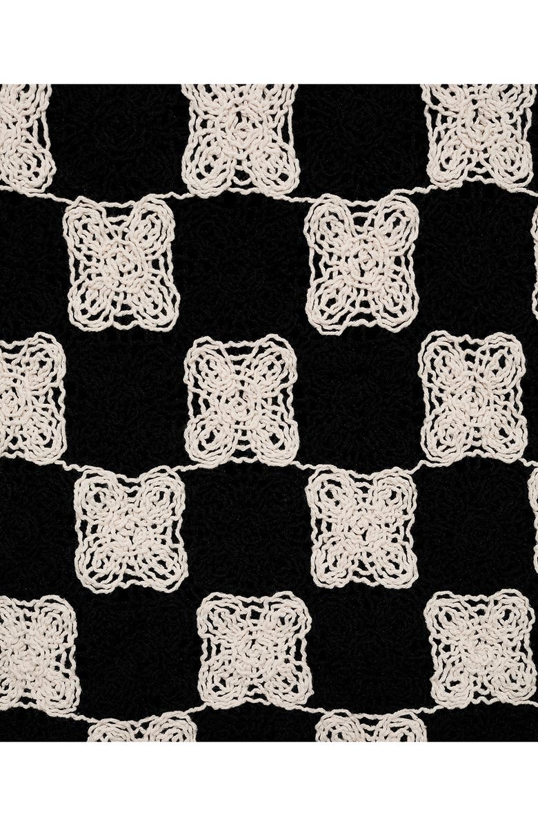 MANGO Checkered Embroidered Miniskirt, Alternate, color, Black