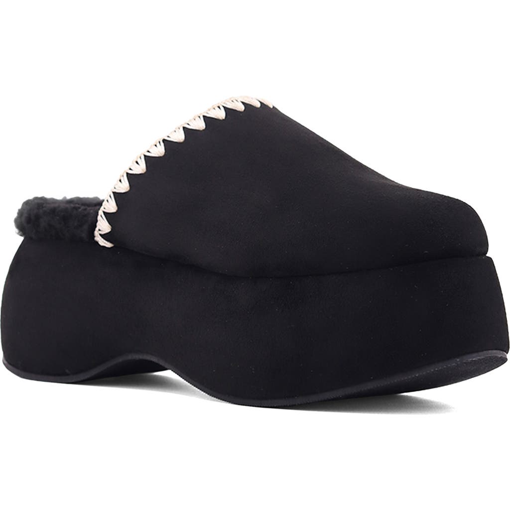 Shushop Larissa Whipstitch Platform Mule In Black