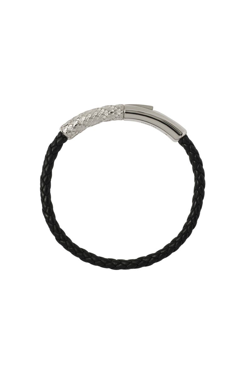 Burberry Leather Check Bracelet, Main, color, Silver/Black