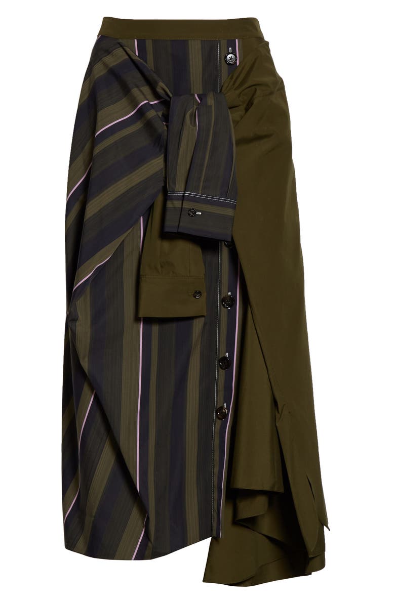 Marni Tie Front Asymmetrical Cotton Midi Skirt, Alternate, color, 